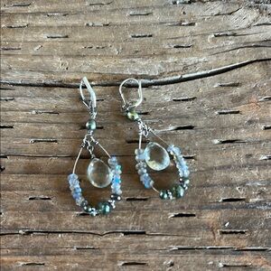 Elegant Silver and labradorite Beaded Earrings